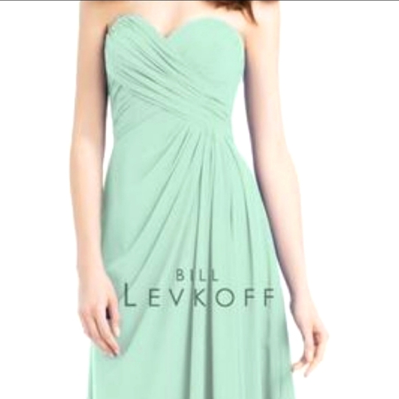 Bill Levkoff Bella Bridesmaid Prom Gown Mint Green Wedding Party Dres Style 6 - Picture 2 of 11
